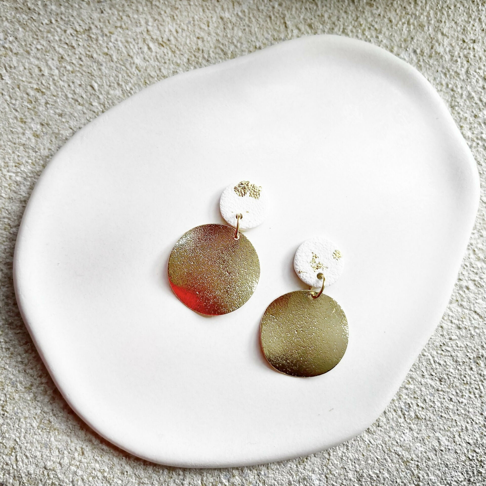 Hammered Disc Clay Earrings
