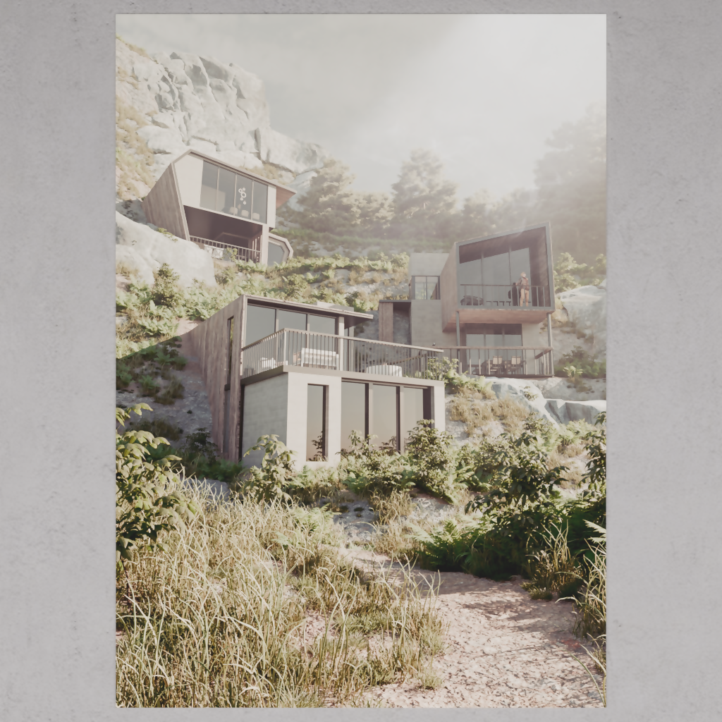 Hillside Cabins Print