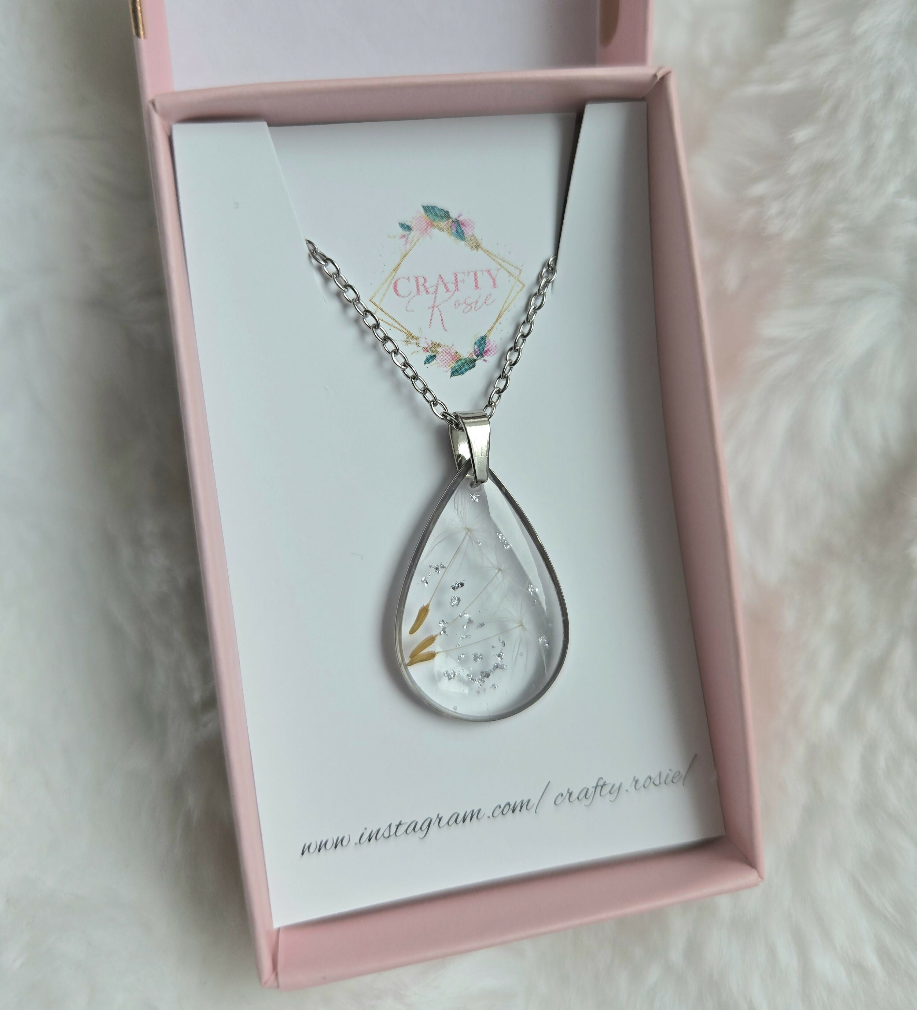 Stainless Steel Real Dandelion Necklace
