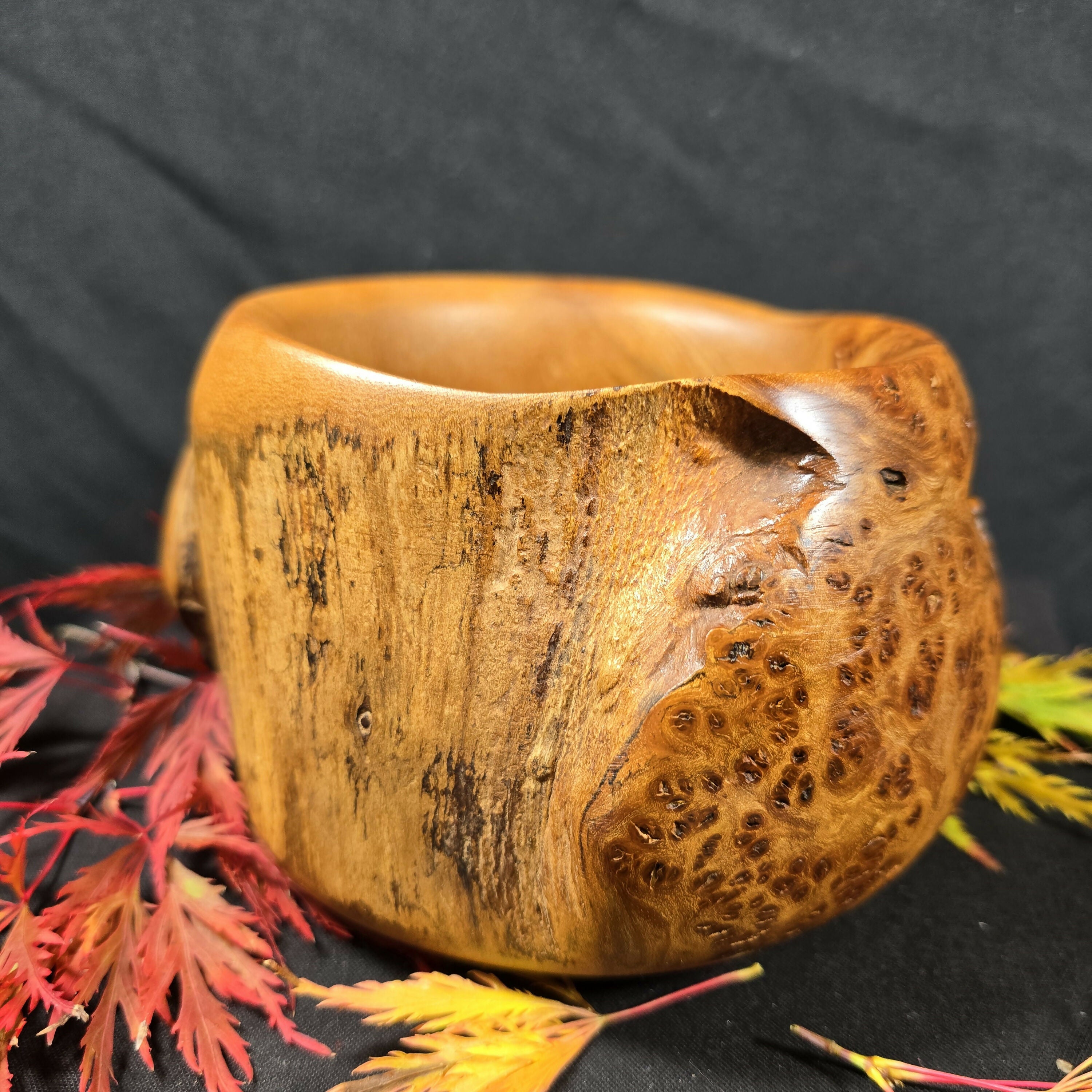 Hand Turned Unique Elm Burr Bowl