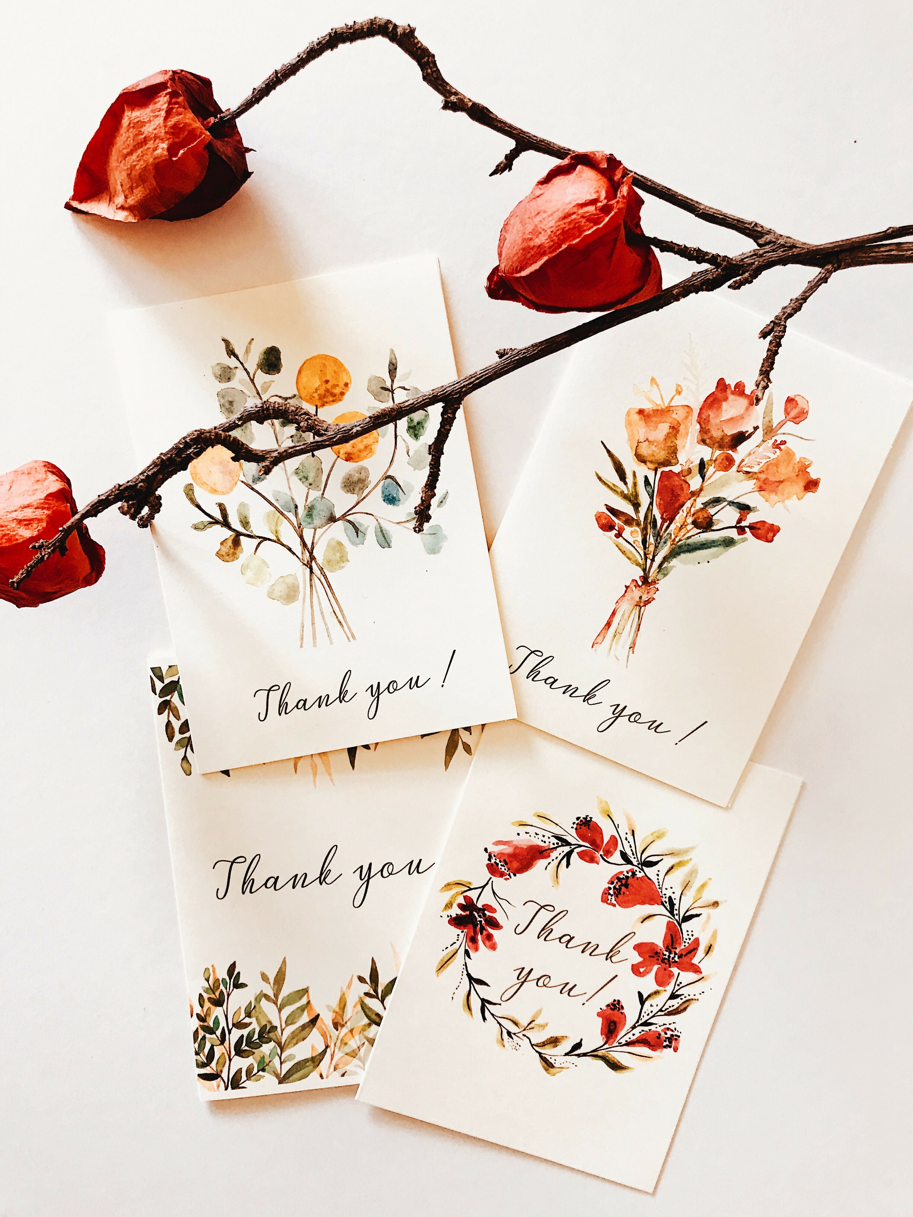 Thank You Greetings Card ( Orange Flower )