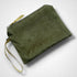 Lotus Flower Olive Green Velvet Zip-Up Pouch with Wrist Strap