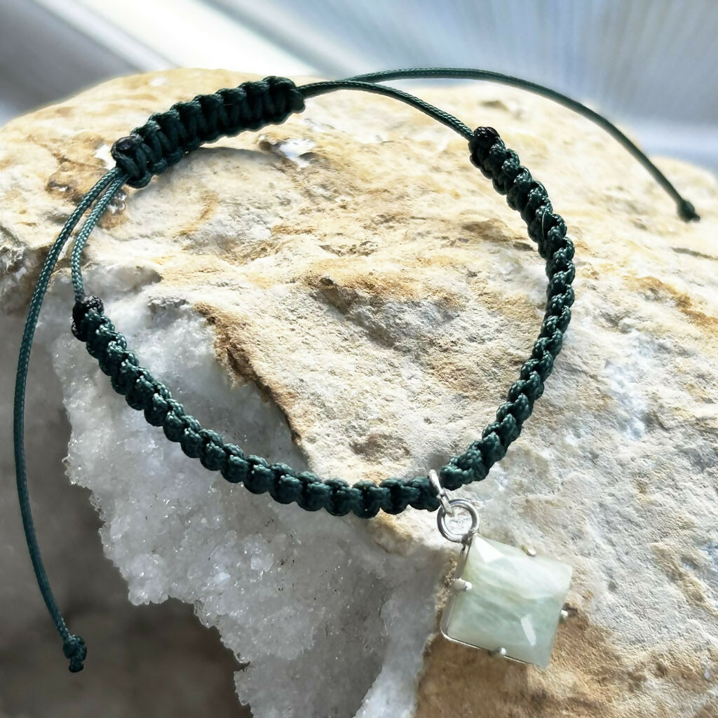 Handmade Adjustable Macrame Bracelet With Amazonite Charm