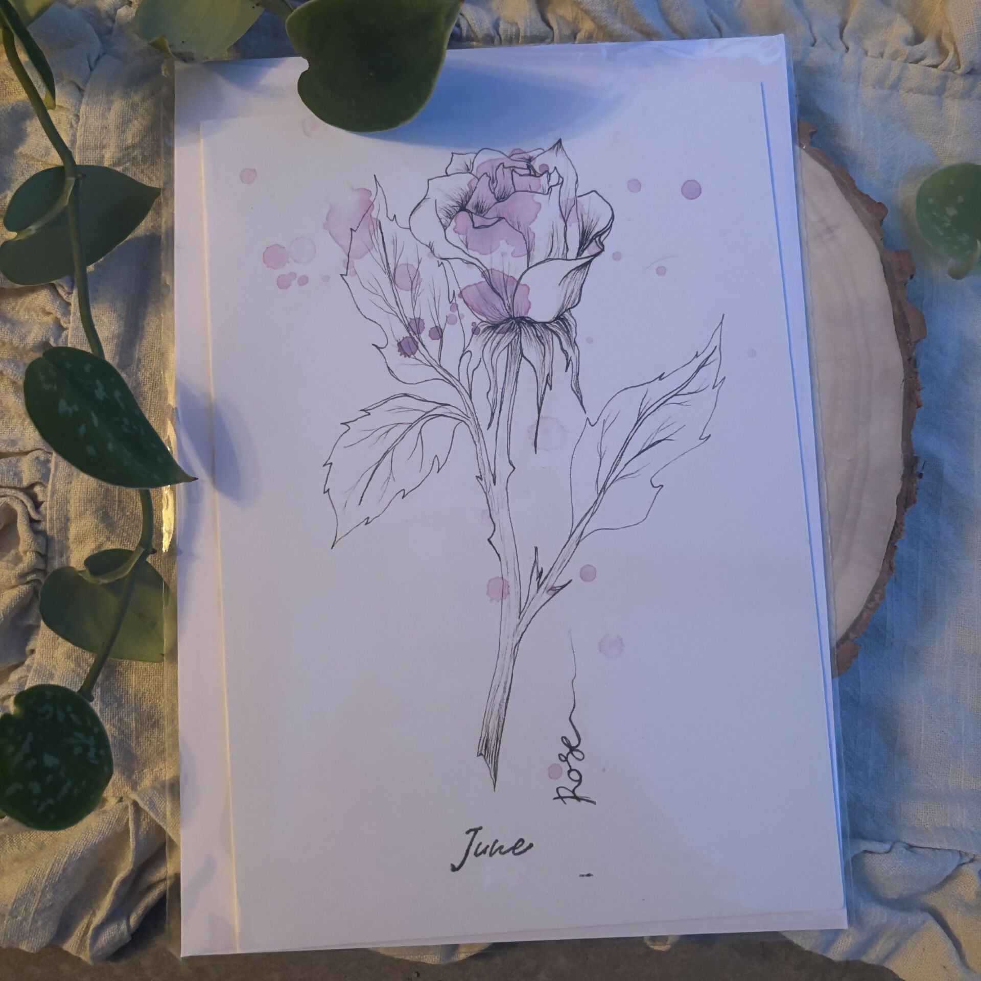 June Flower and Birthstone Card
