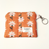 Orange White Floral Quilted Zipped Keychain Wallet