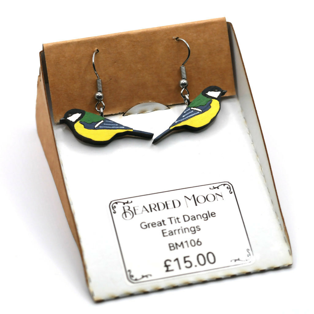 Great Tit Dangle Earrings