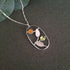 Handmade Oval Silver Leaf Necklace With Amber & Peridot