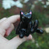 Handmade Polymer Clay Sitting Cat Figure - Black Cat