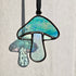 Textured Iridescent Green-Blue Mushroom Stained Glass Suncatcher