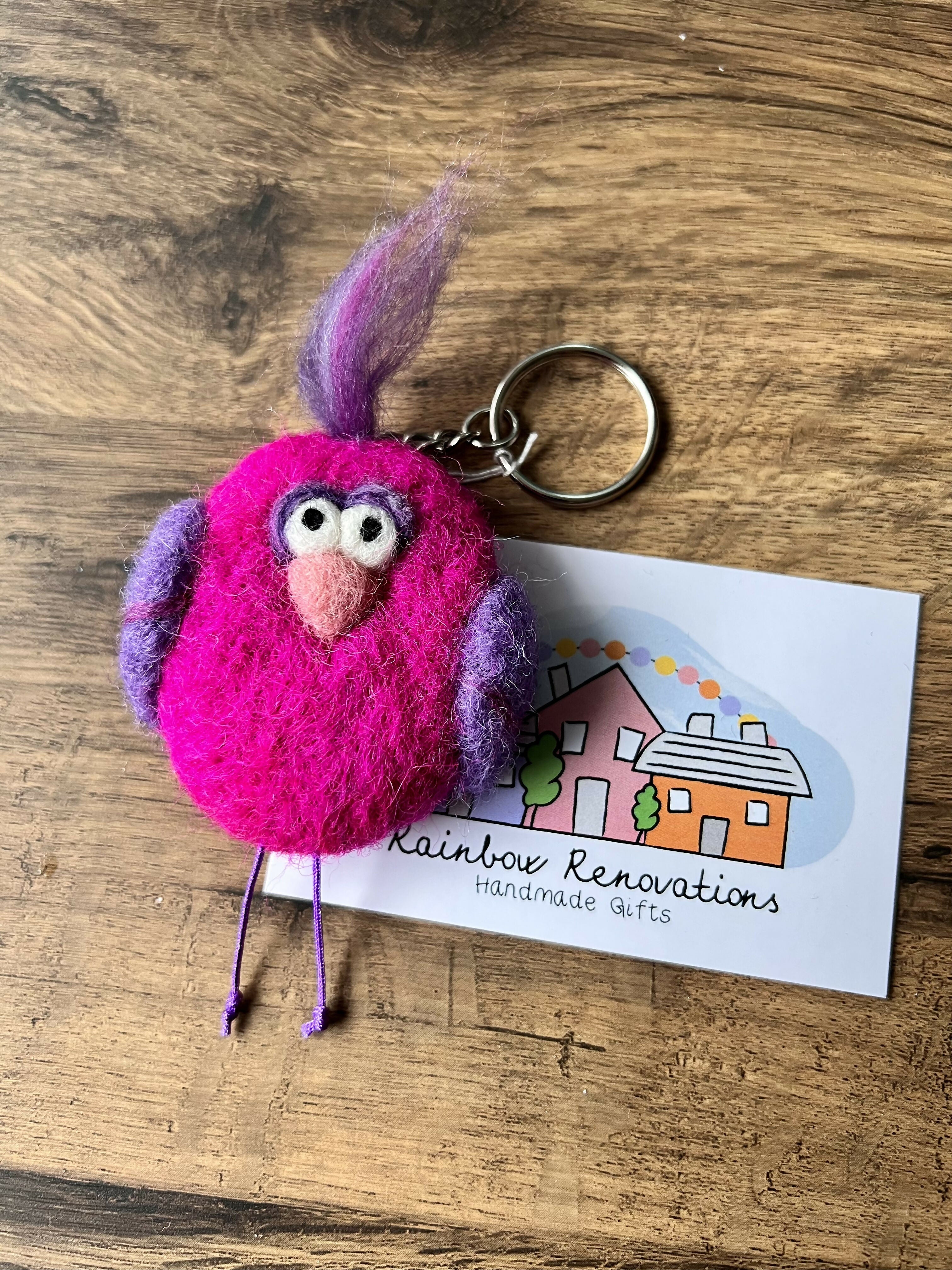 Felted Quirky Bird Keyring