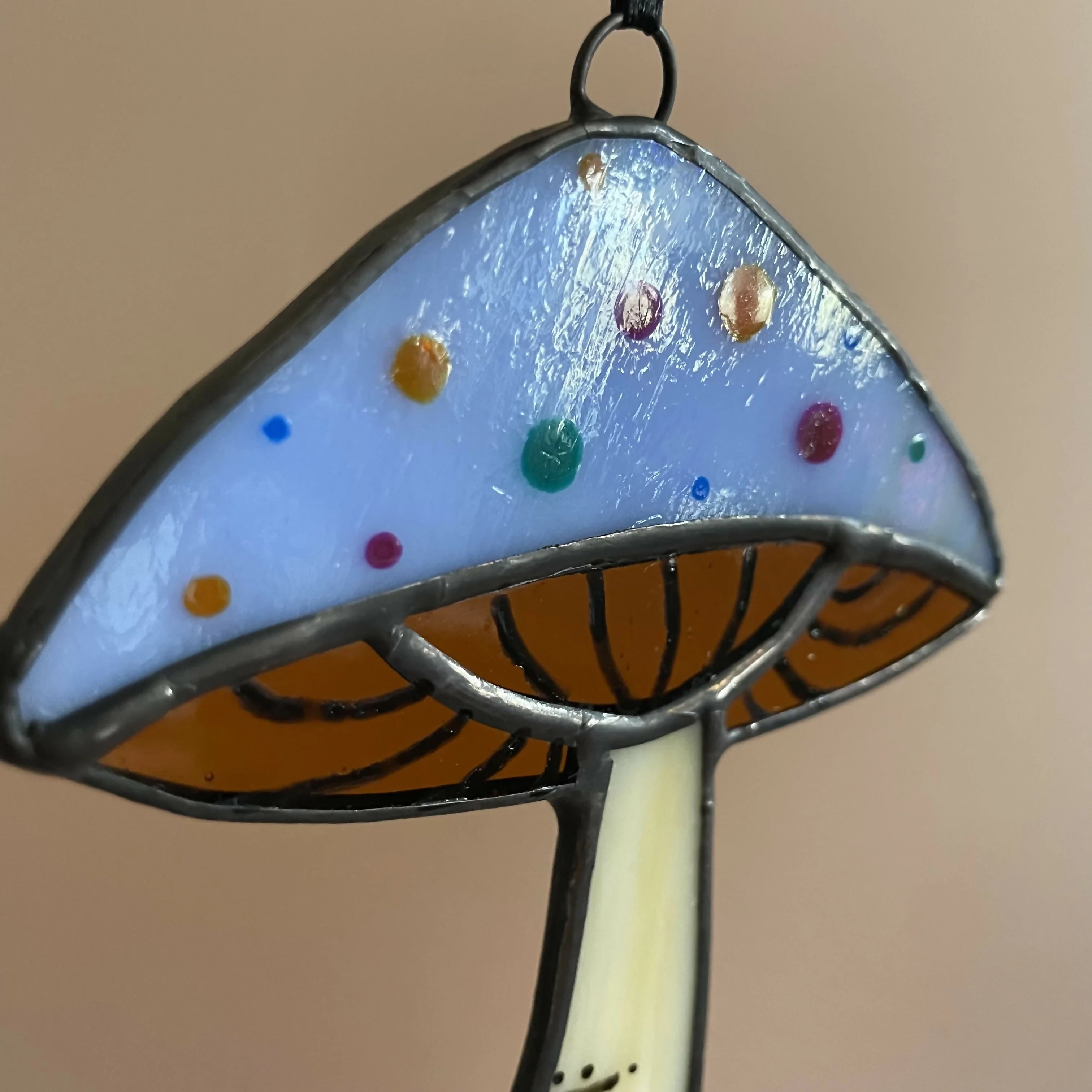Stained Glass Mushroom Suncatcher