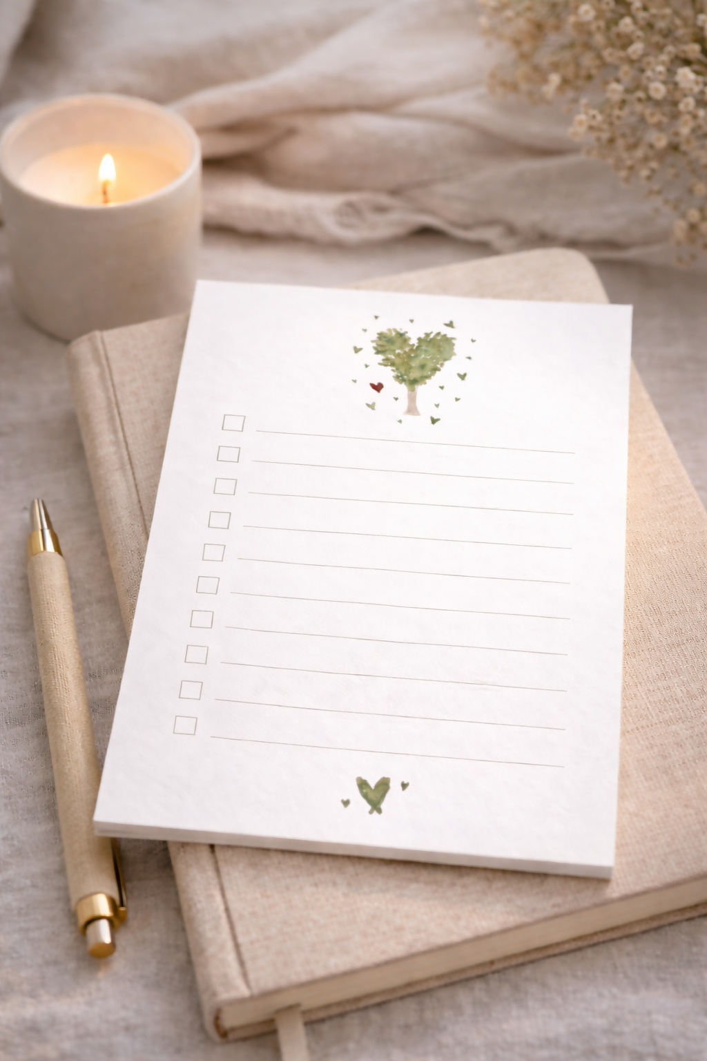 A6 Tear-off Notepad | art led flamingo mushrooms heart tree designs