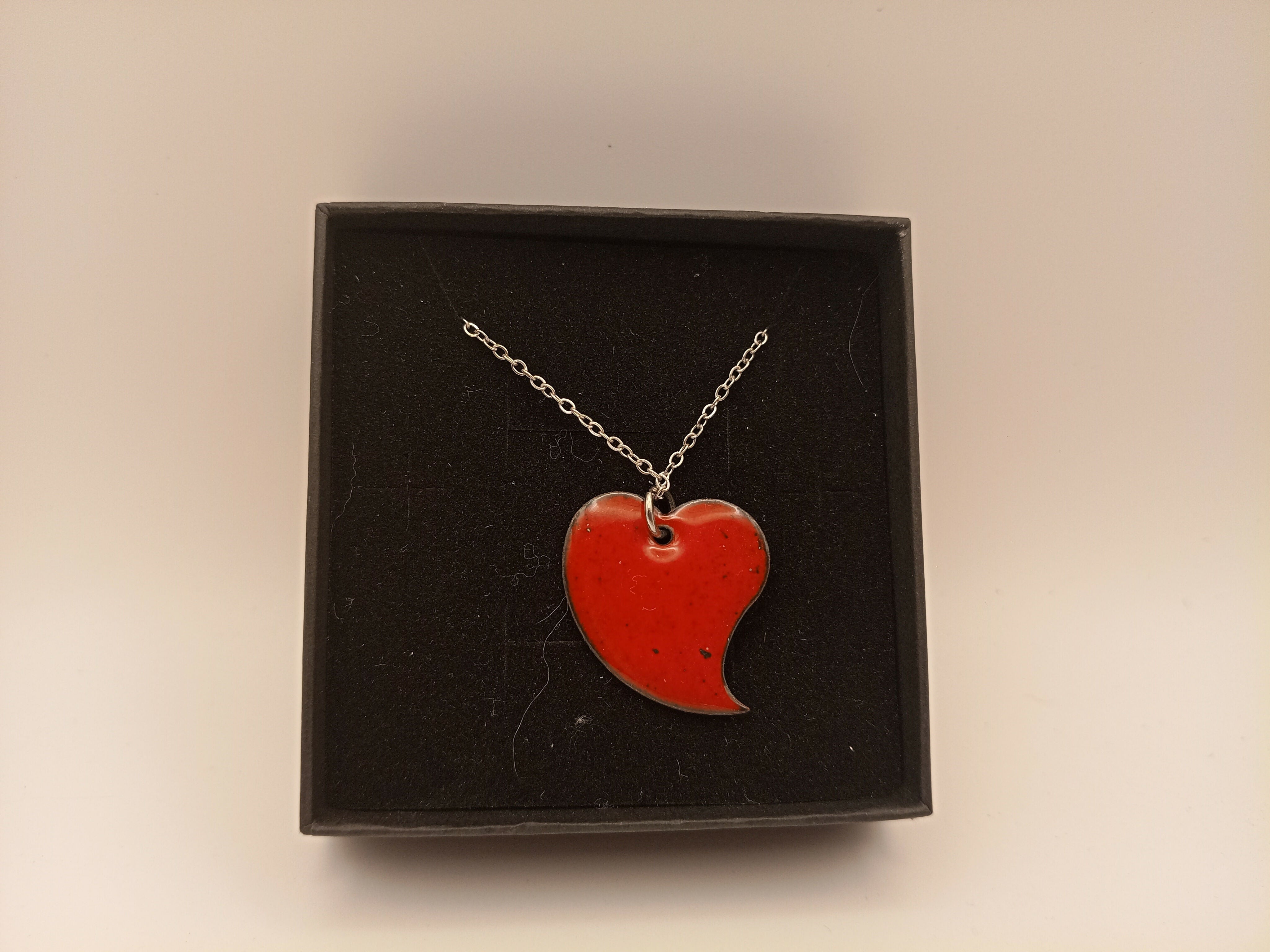 Bright Red Enamel Heart Pendant