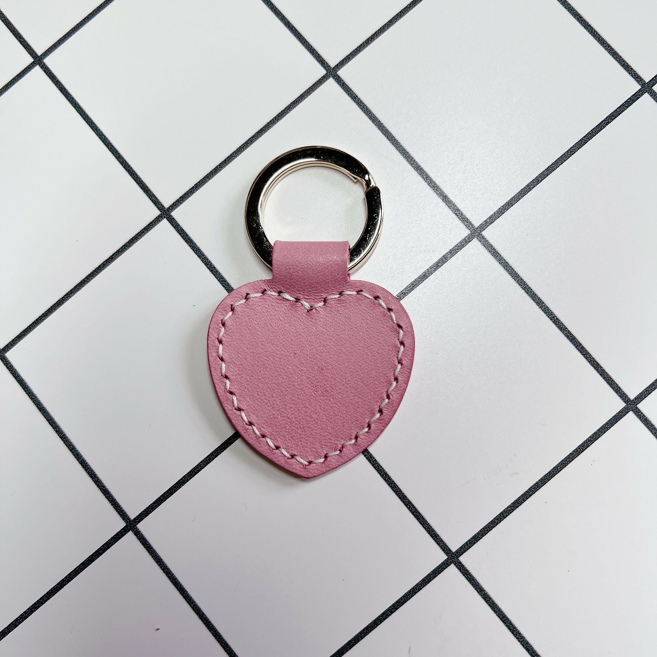 Heart Shaped Leather Keyring - Blank