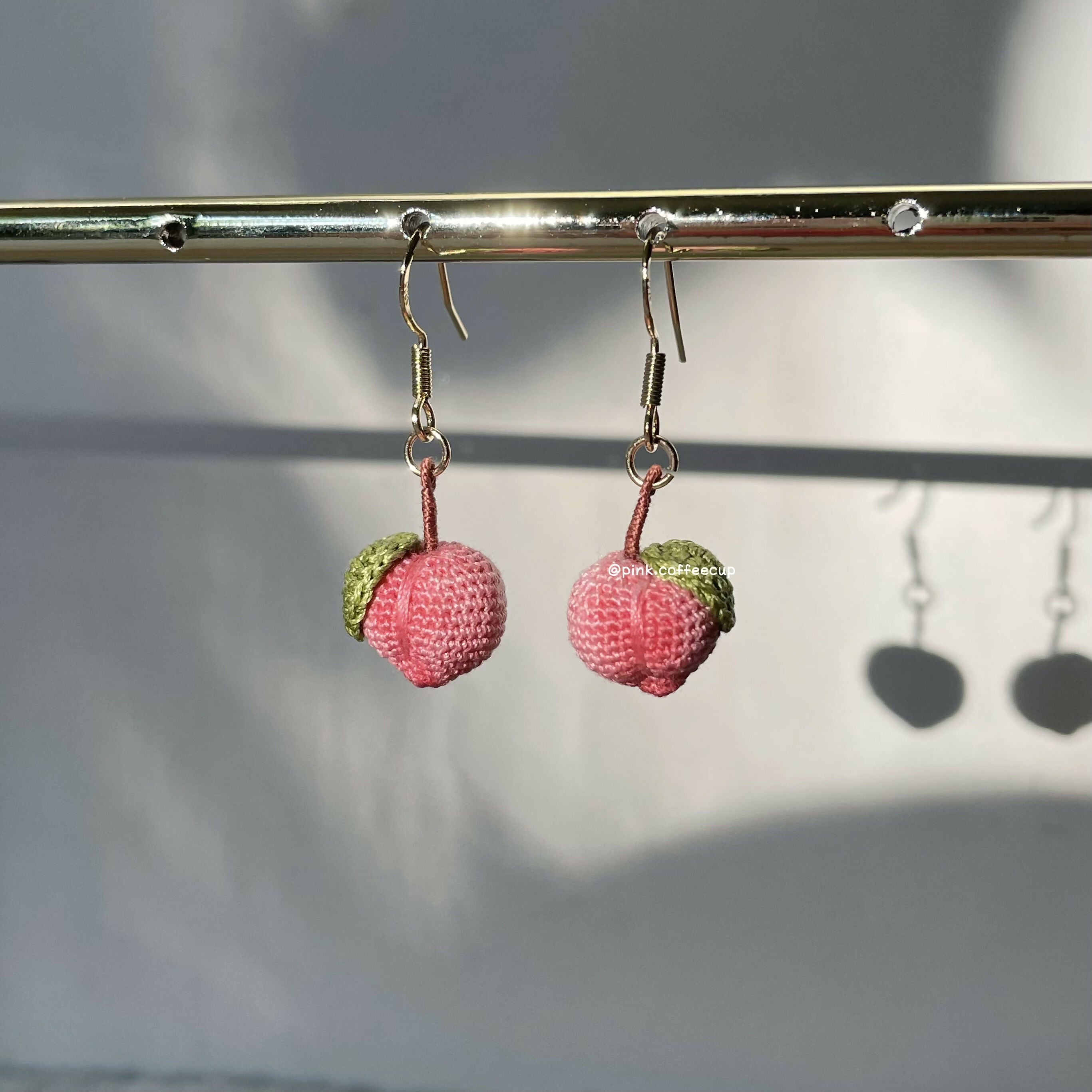 Micro Crochet Peach Drop and Dangle Earrings