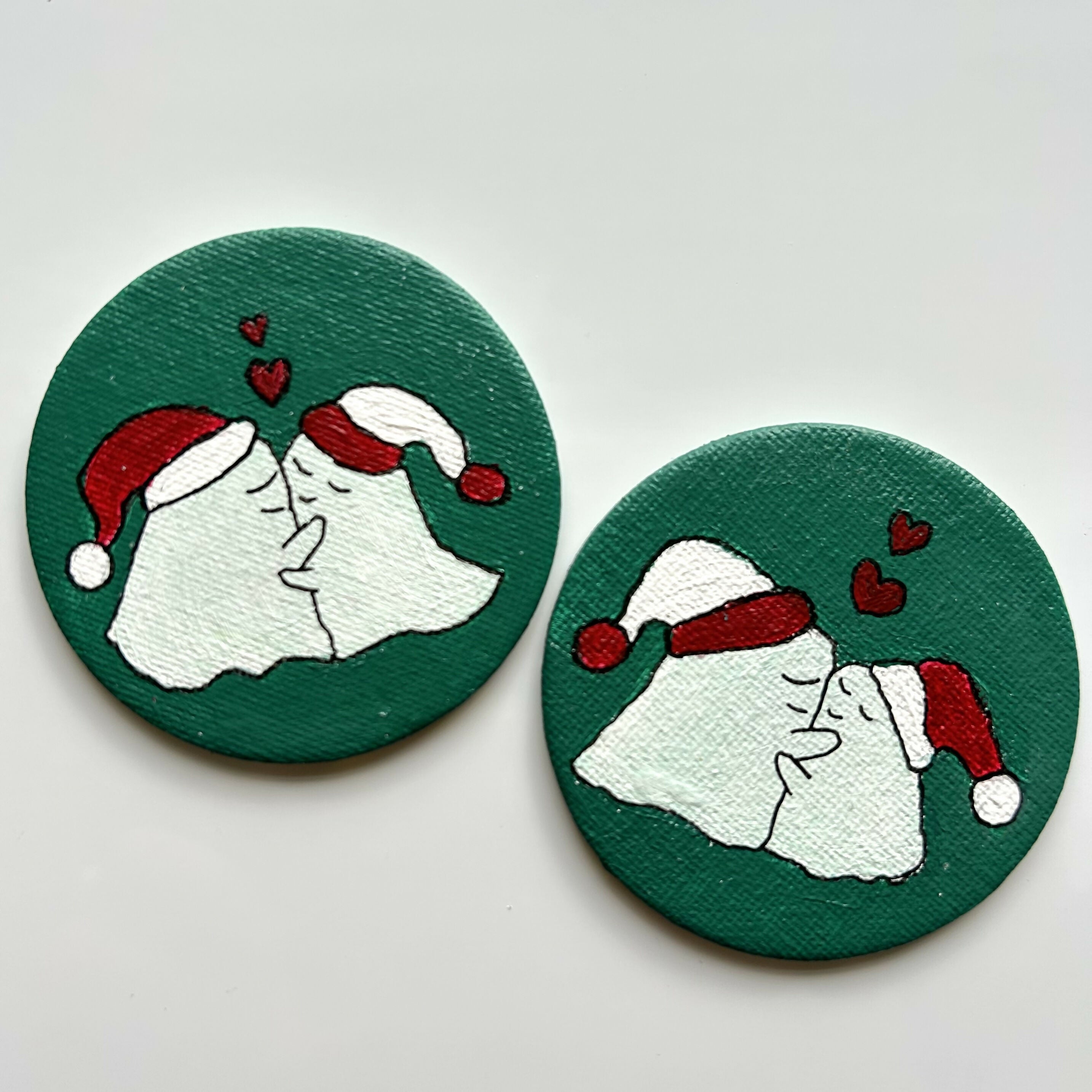 Hugging Christmas Ghosts Magnets Original Artwork
