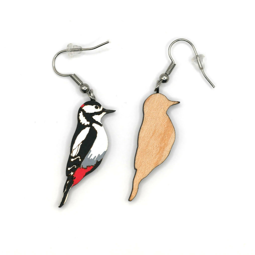 Spotted Woodpecker Dangle Earrings