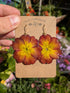 REAL RED YELLOW PRIMROSE EARRINGS