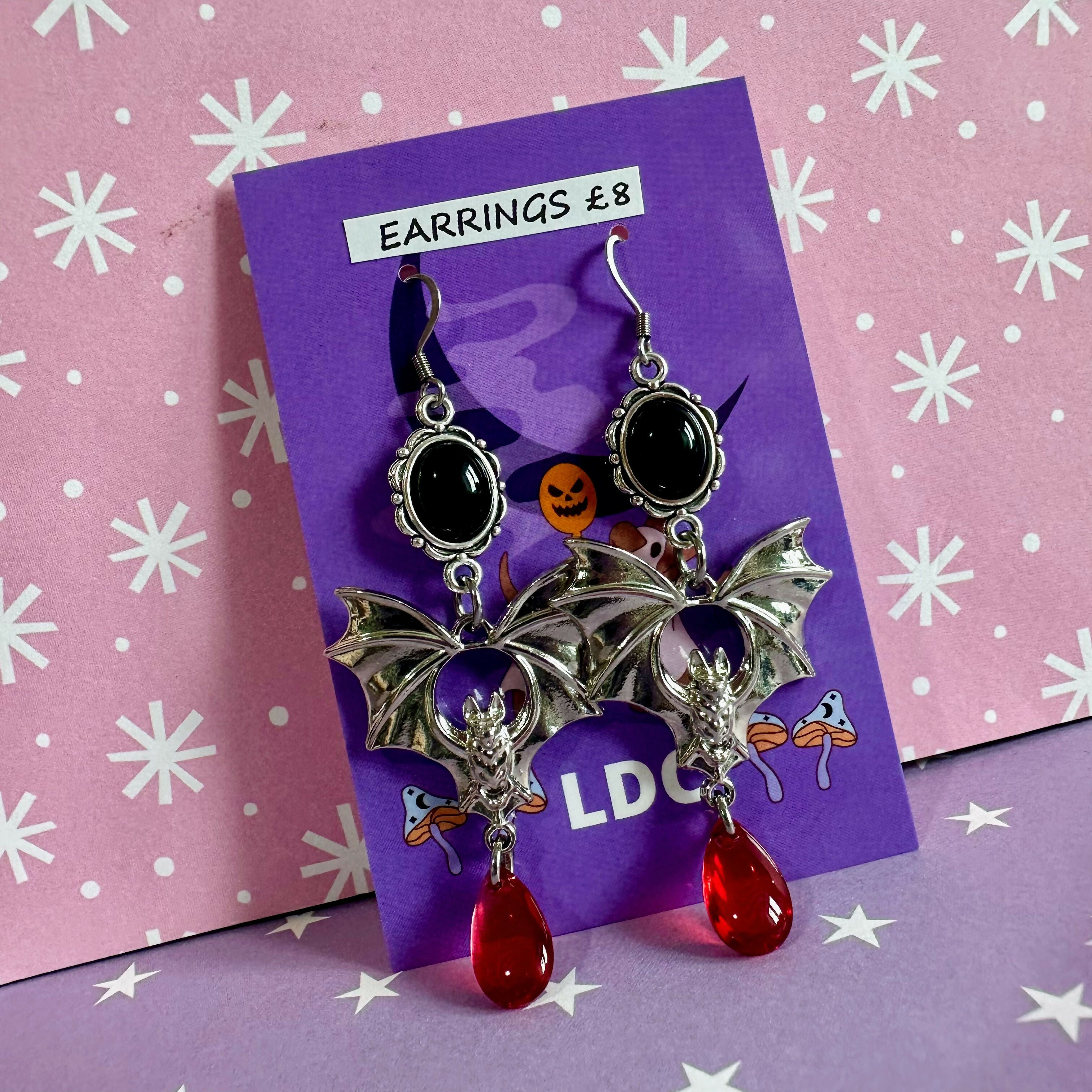 Vampire Bat Dangle Earrings