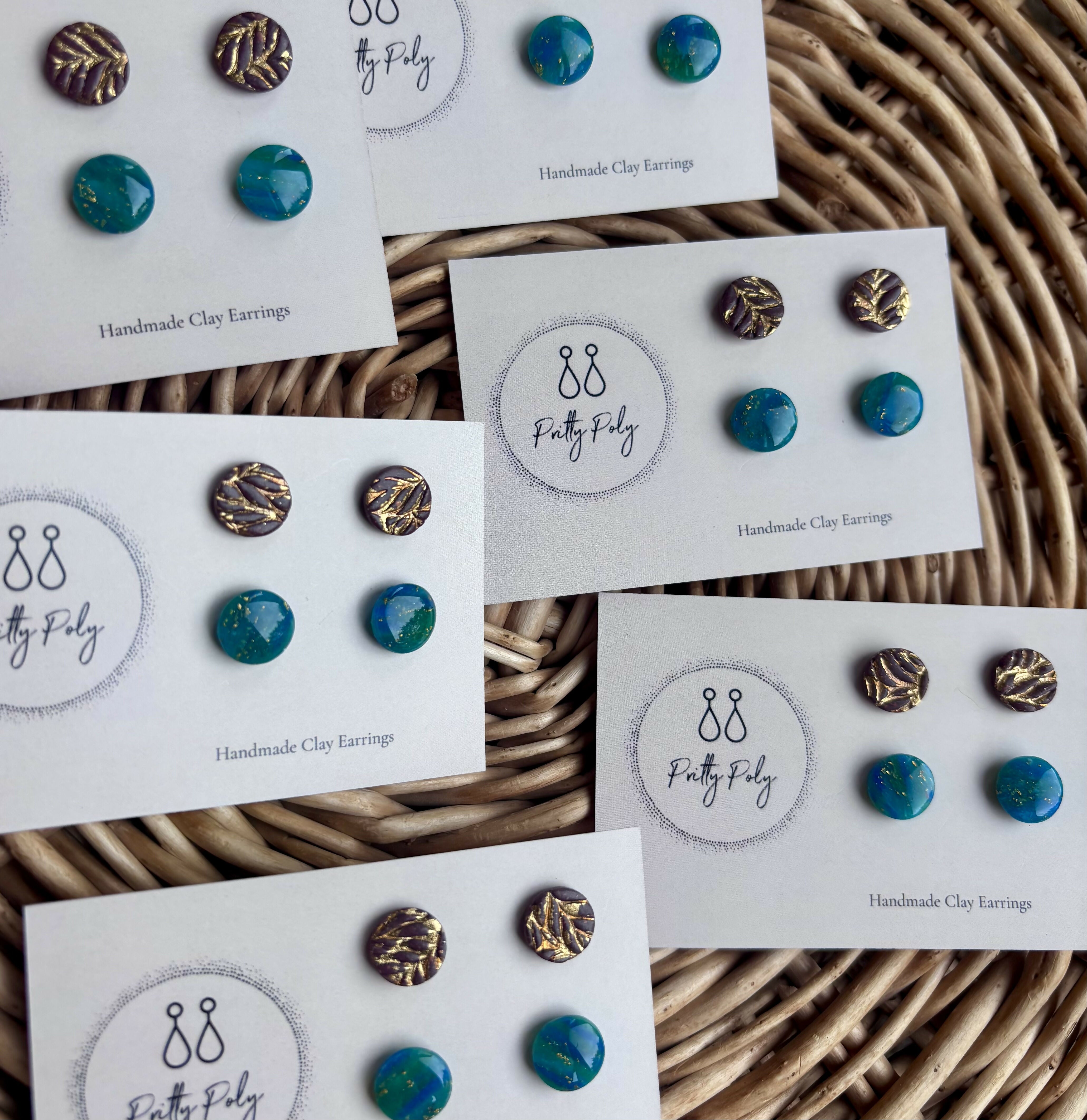 Clay Stud Pack - Burgundy Gold Leaf and Deep Blue & Gold