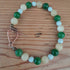Pure Copper Toggle Bracelet with Green Chalcedony, Yellow Chalcedony and Faceted Howlite
