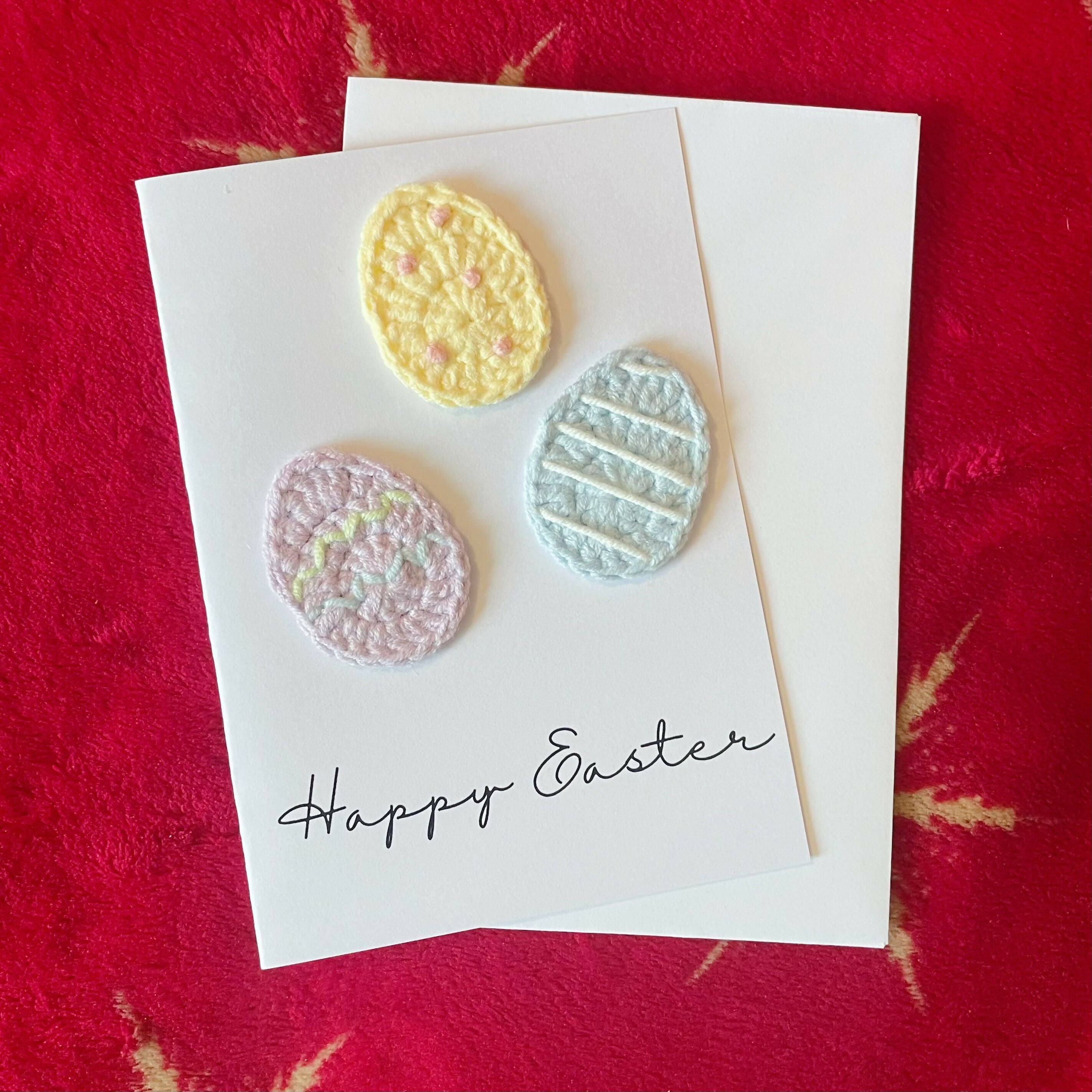 Crochet Handmade Happy Easter Card - Easter Eggs