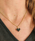 Midnight Black Zirconia Heart Charm Necklace on a Gold Plated Chain