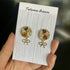 Crystal Embroidery Earrings with Ribbon Charm