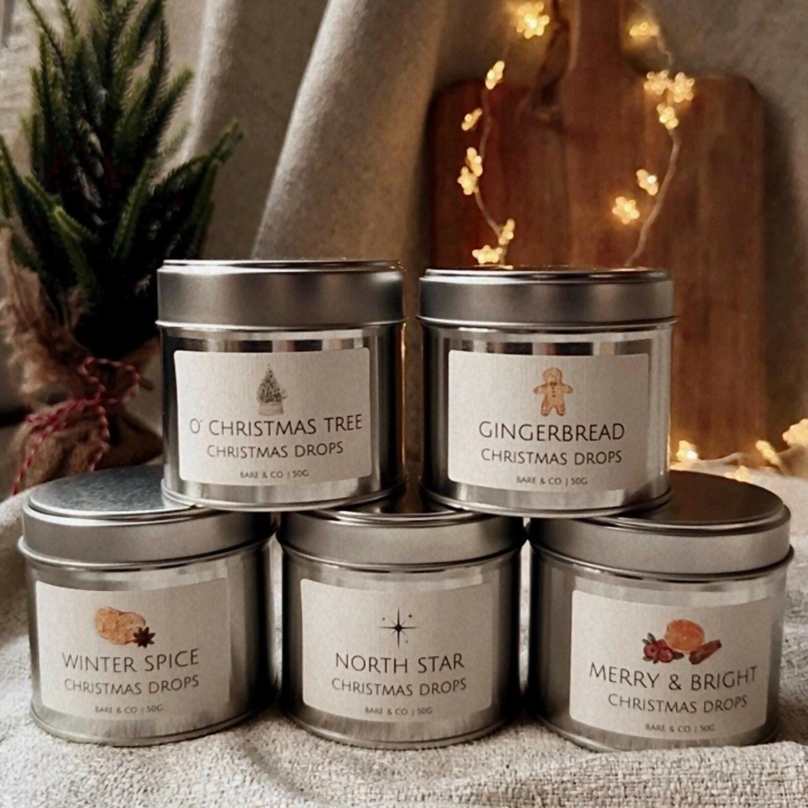 CHRISTMAS DROPS TIN FESTIVE WAX MELTS