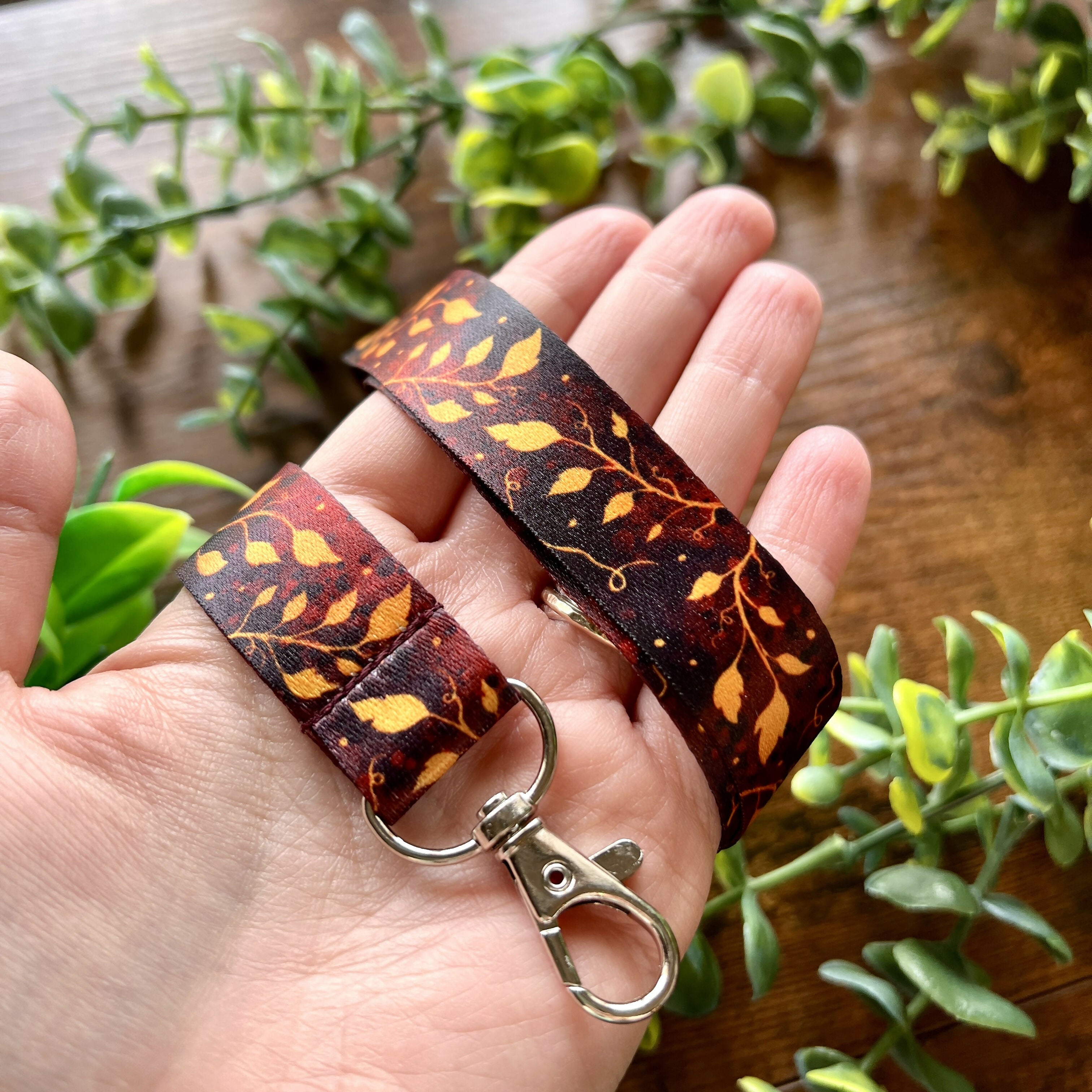 Ruby Leaves Lanyard