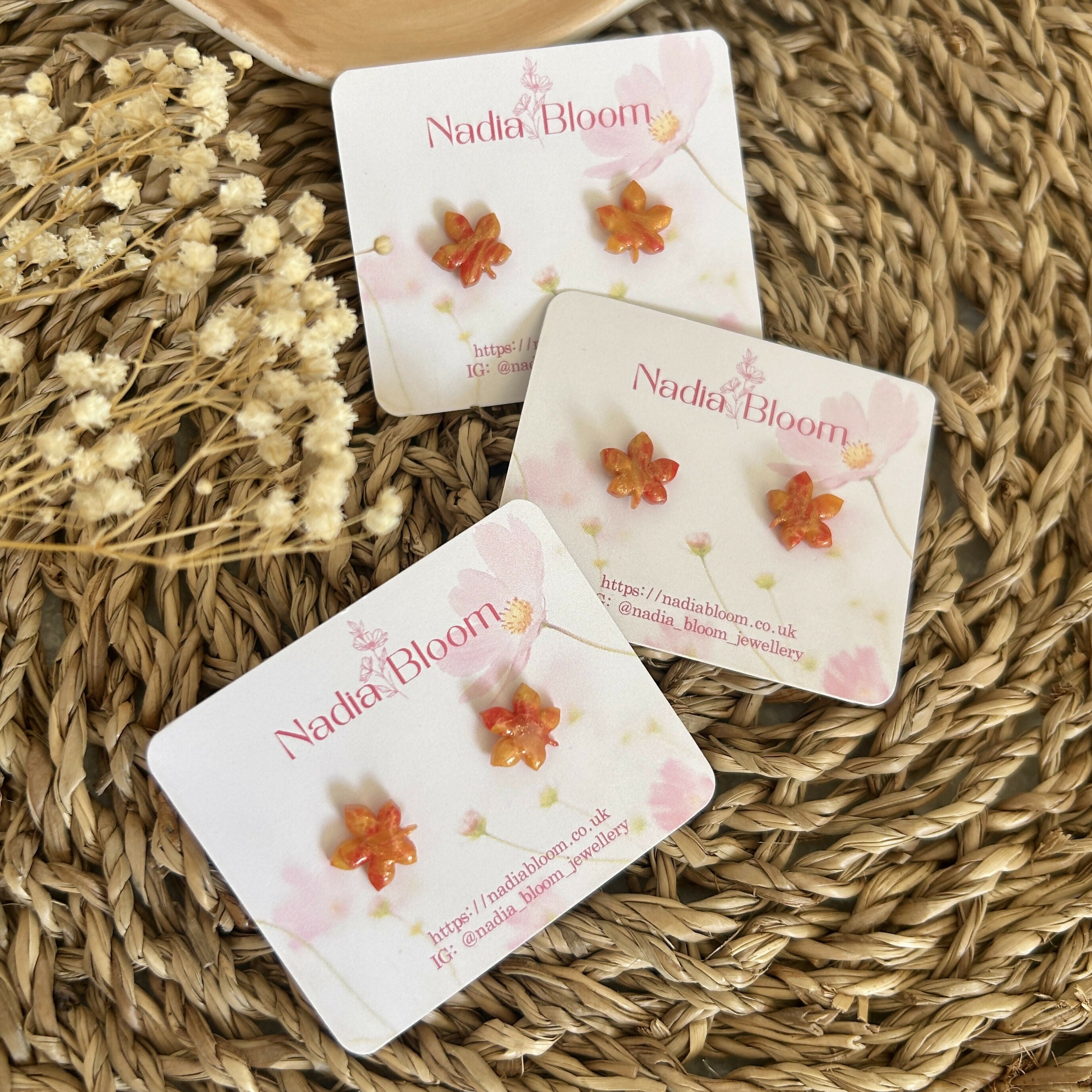 Orange Maple Leaf Studs