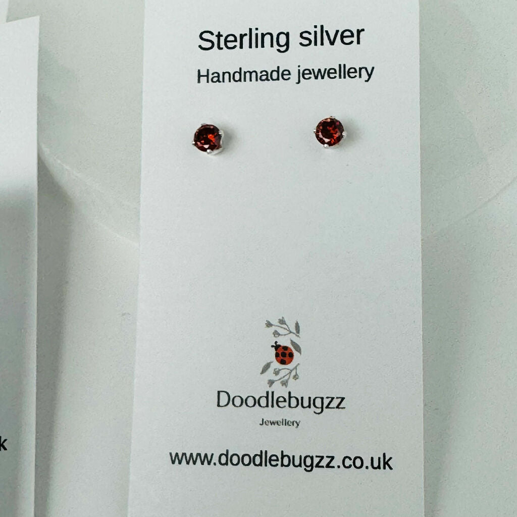 Sterling Silver Cubic Zirconia Stud Earrings 4mm
