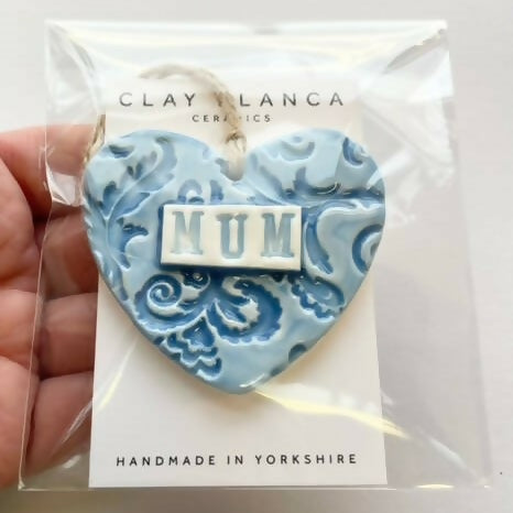 MUM Heart Ornament - Blue for Thoughtful Gifts | Art & Soul