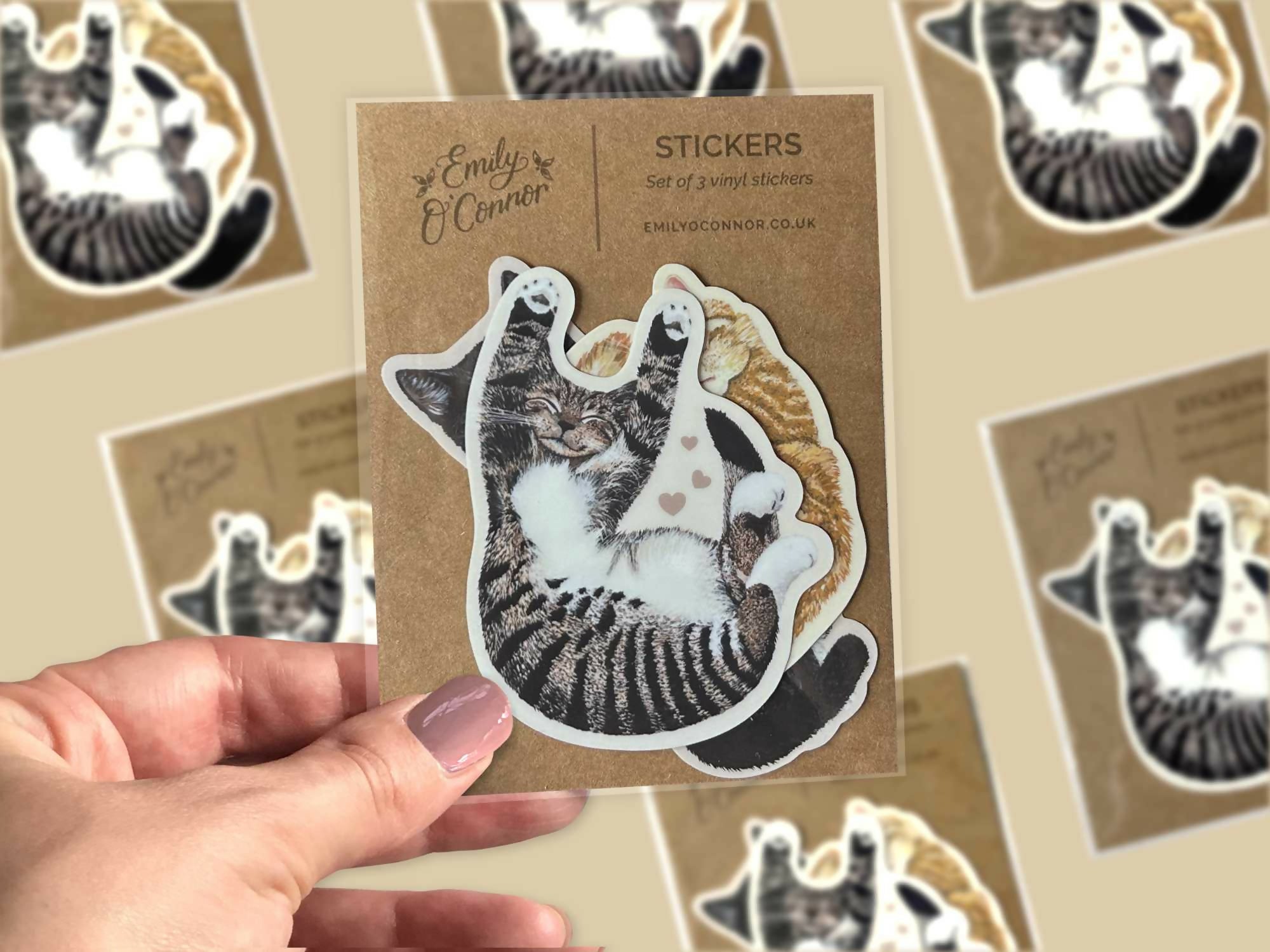 Cute Cat Stickers - Die Cut Stickers Pack of 3