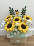 Handmade Chenille Sunflower Basket Arrangement