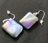 Fused Dichroic Glass Earrings in Rainbow with Sterling Silver Hooks