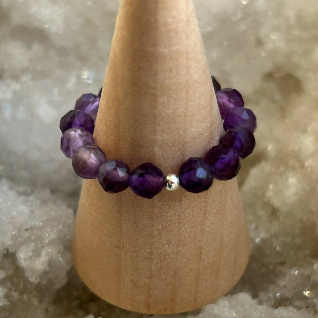 Amethyst Beaded Stretch Ring