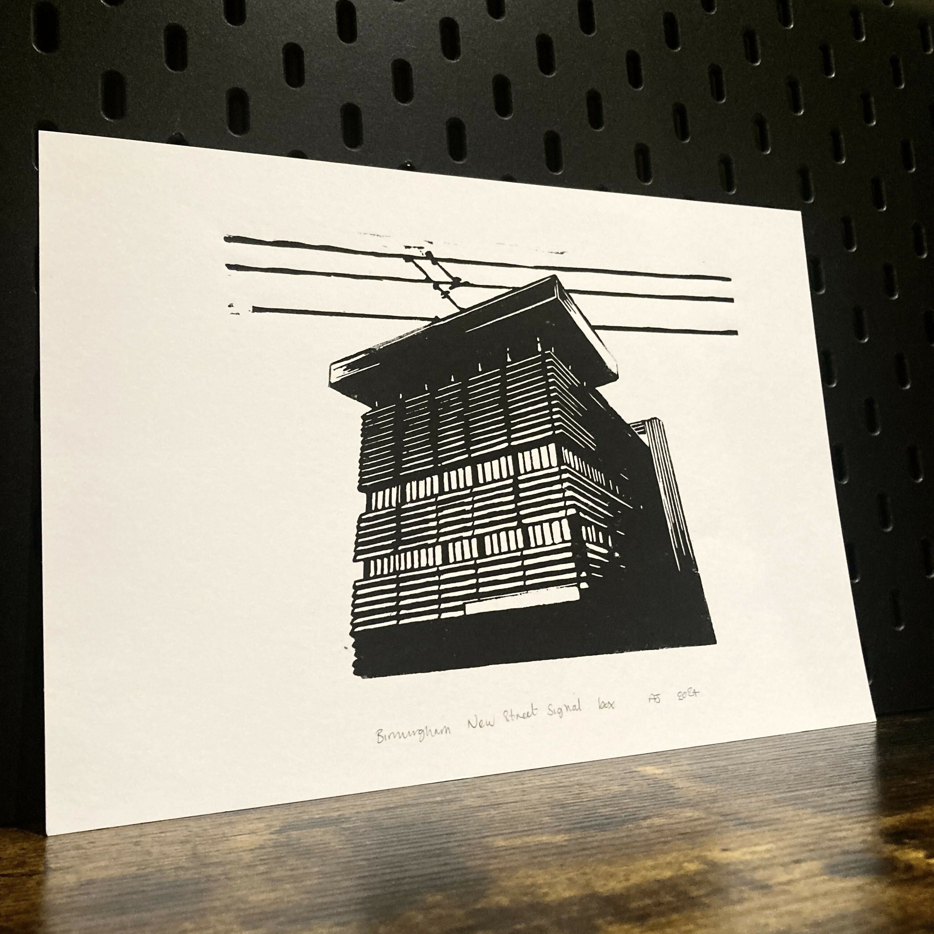 New Street Signal Box - A4 Hand Carved Lino Print On Card