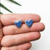Speckled Blue Heart Stud Earrings