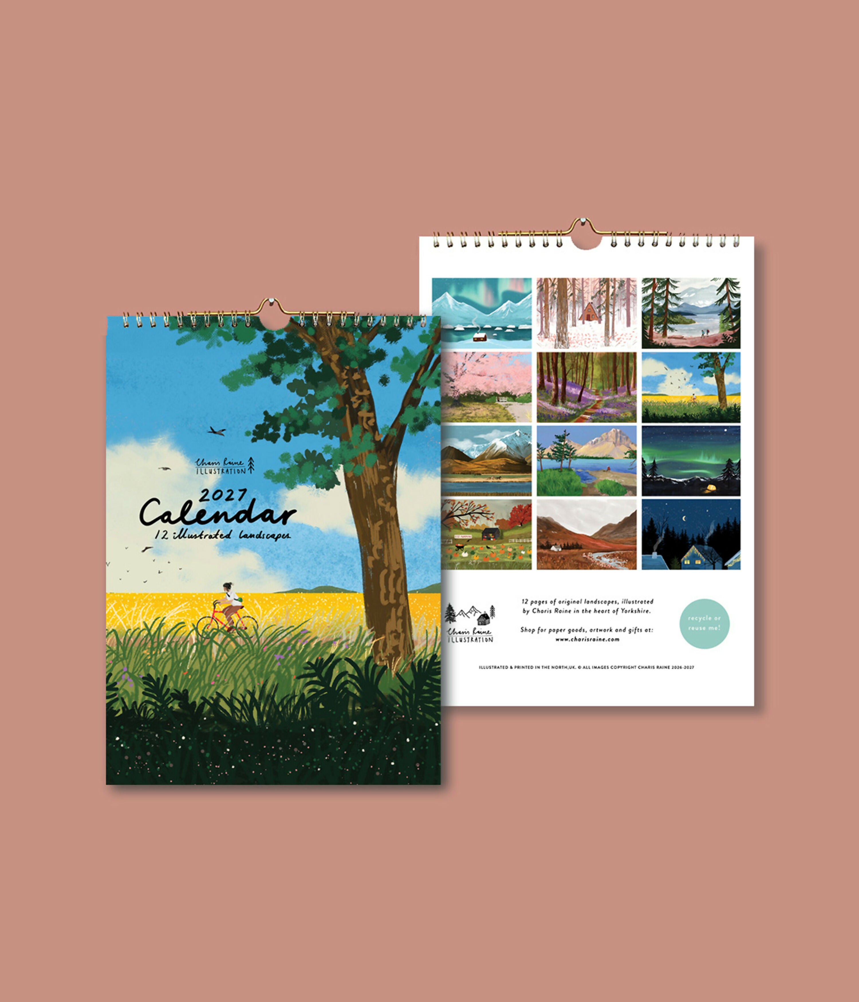 2027 Illustrated Landscapes Calendar A4