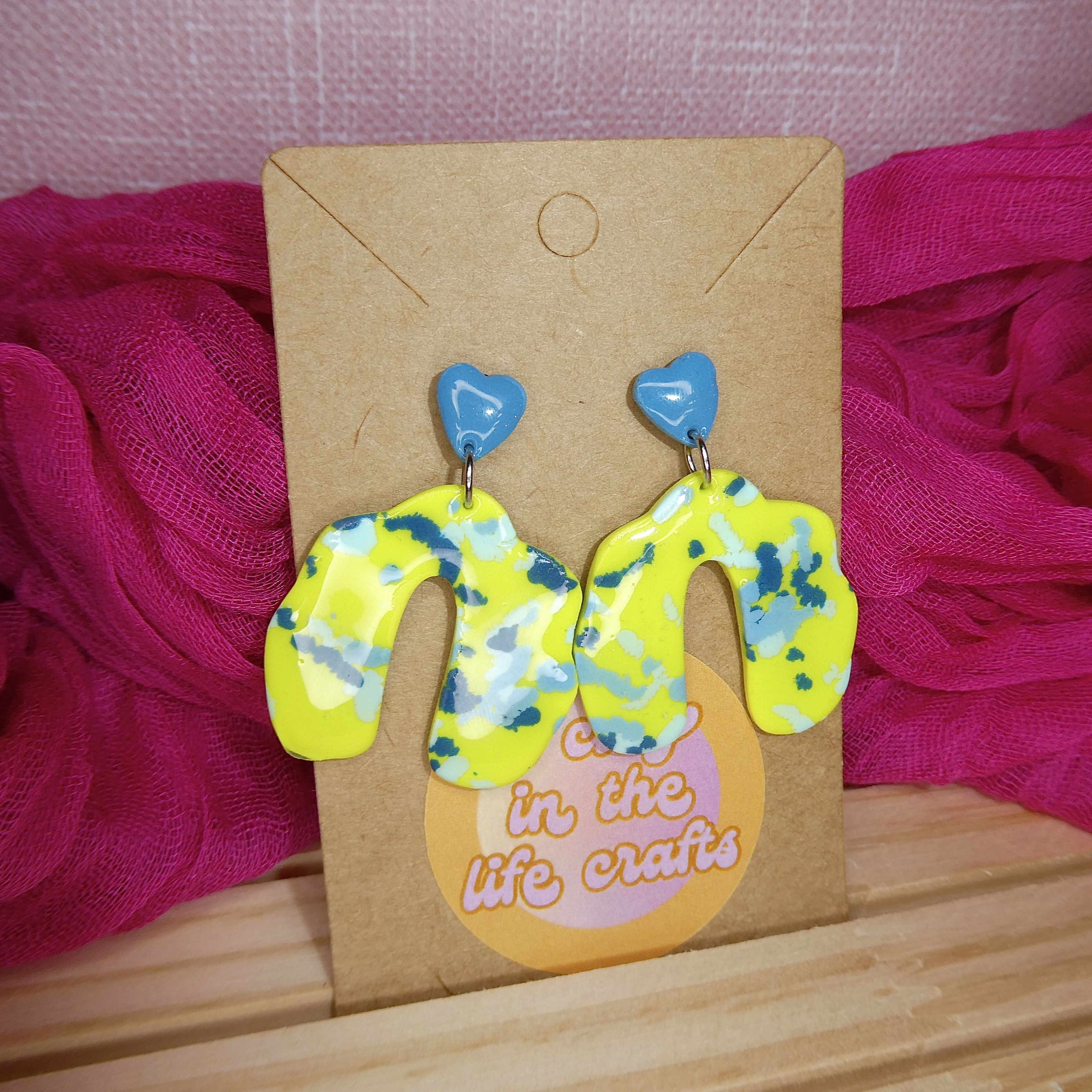 Light Green Confetti Detail Polymer Clay Earrings