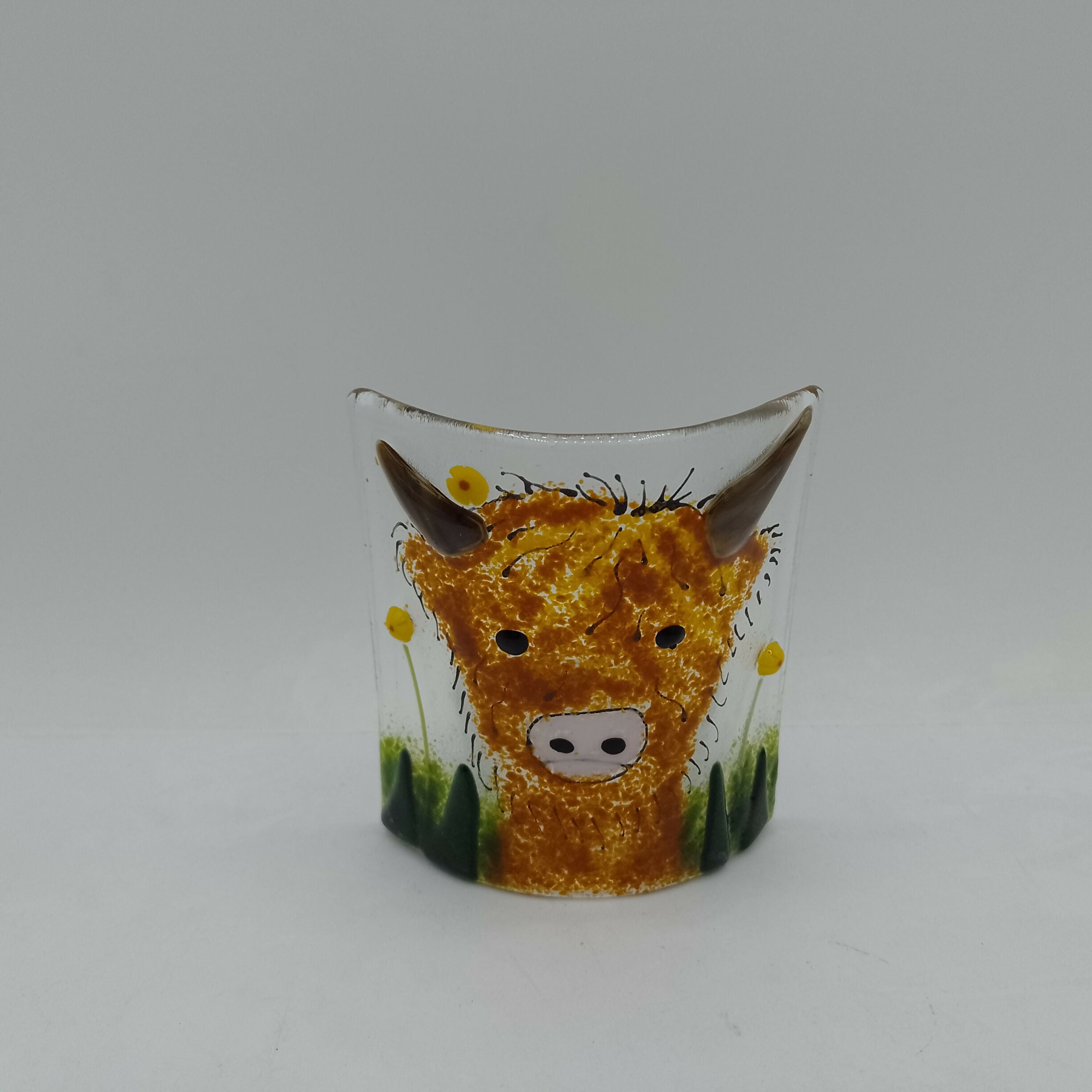 Fused Glass Highland Cow Tealight