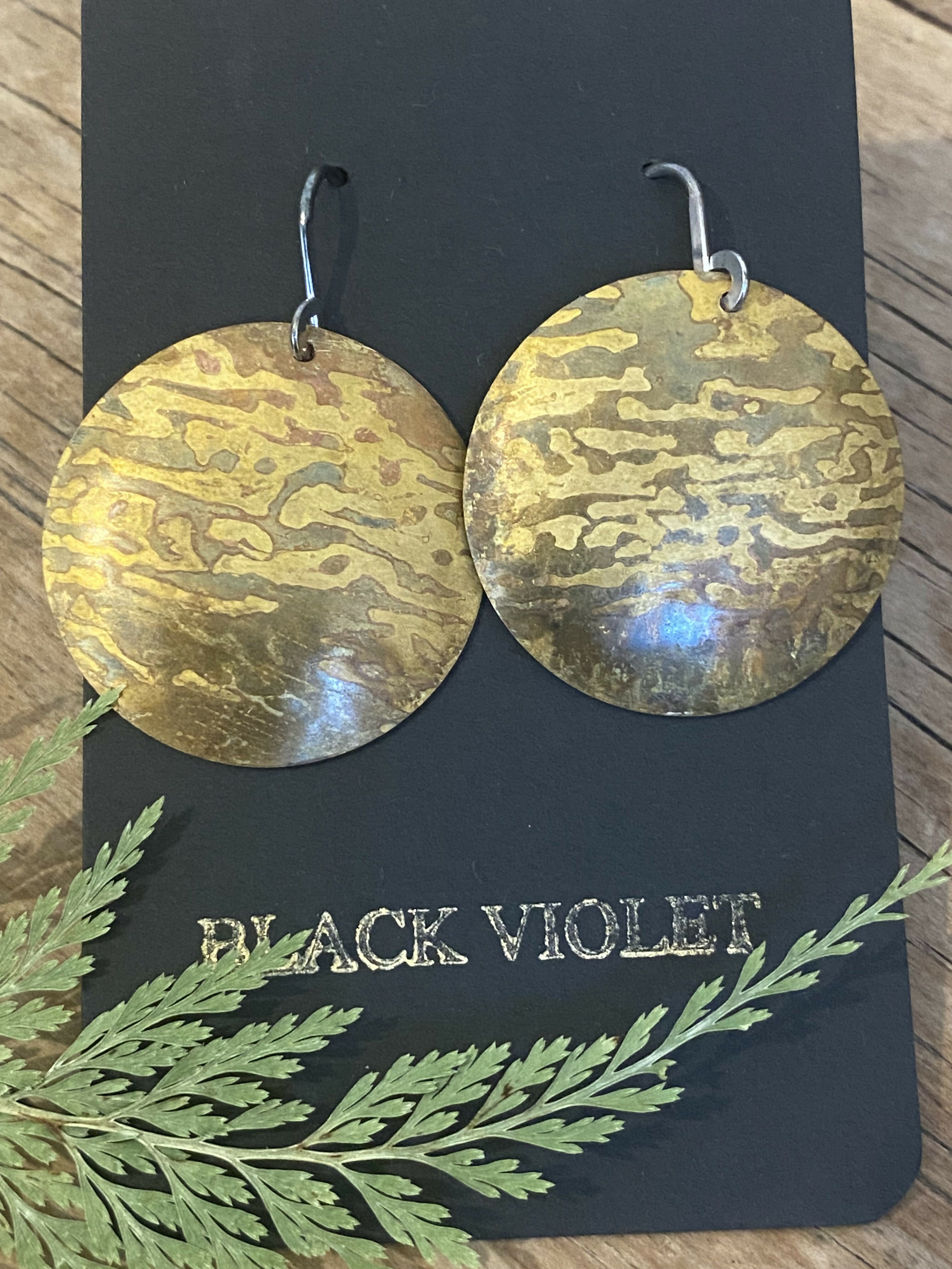 Hammered Brass Patina Earrings
