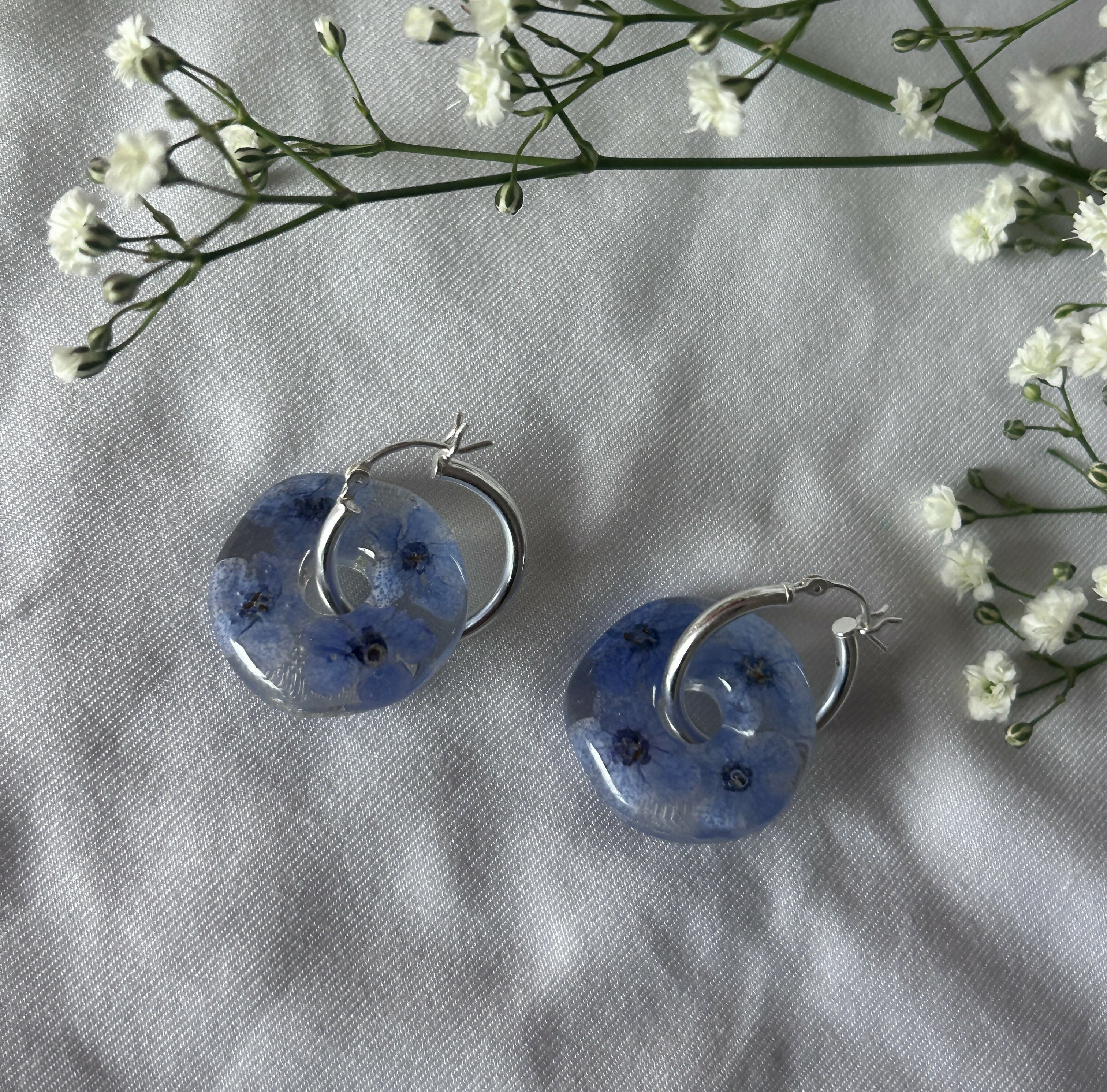 Forget Me Not Circle Hoop Earrings