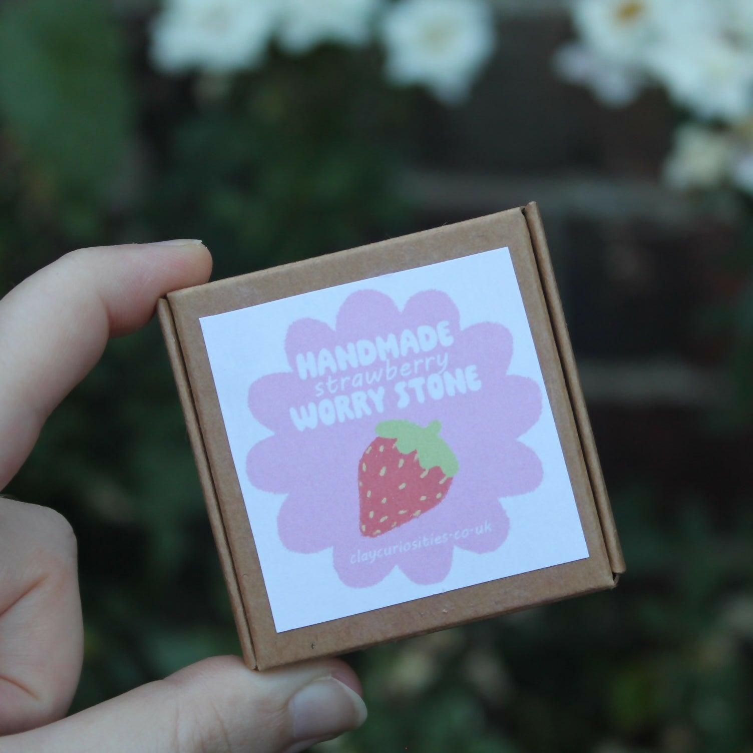 Handmade Polymer Clay Red Strawberry Worry Stone