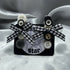 Black and White Button Bow Hairclips