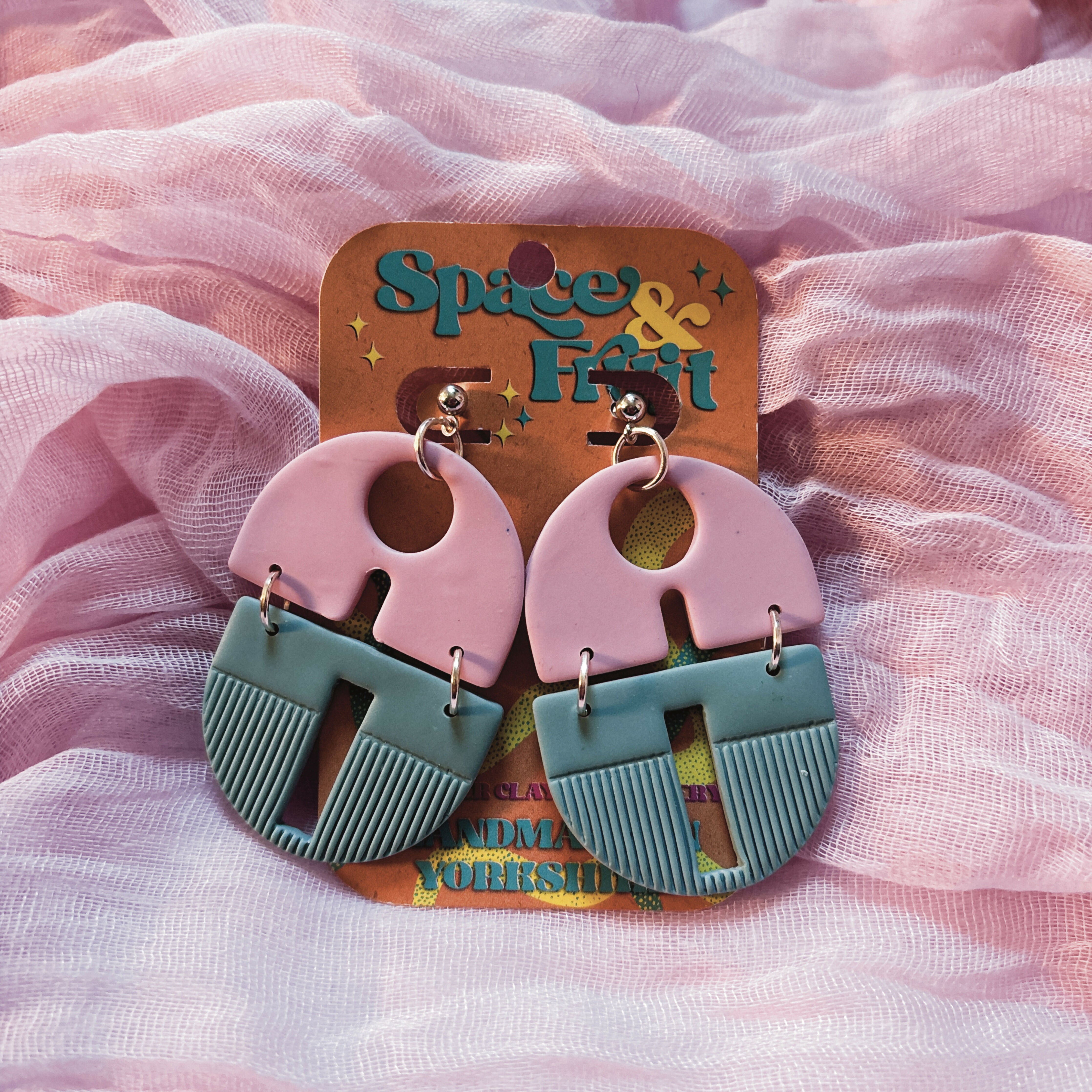 Geometric Cut-Out Statement Polymer Clay Earrings