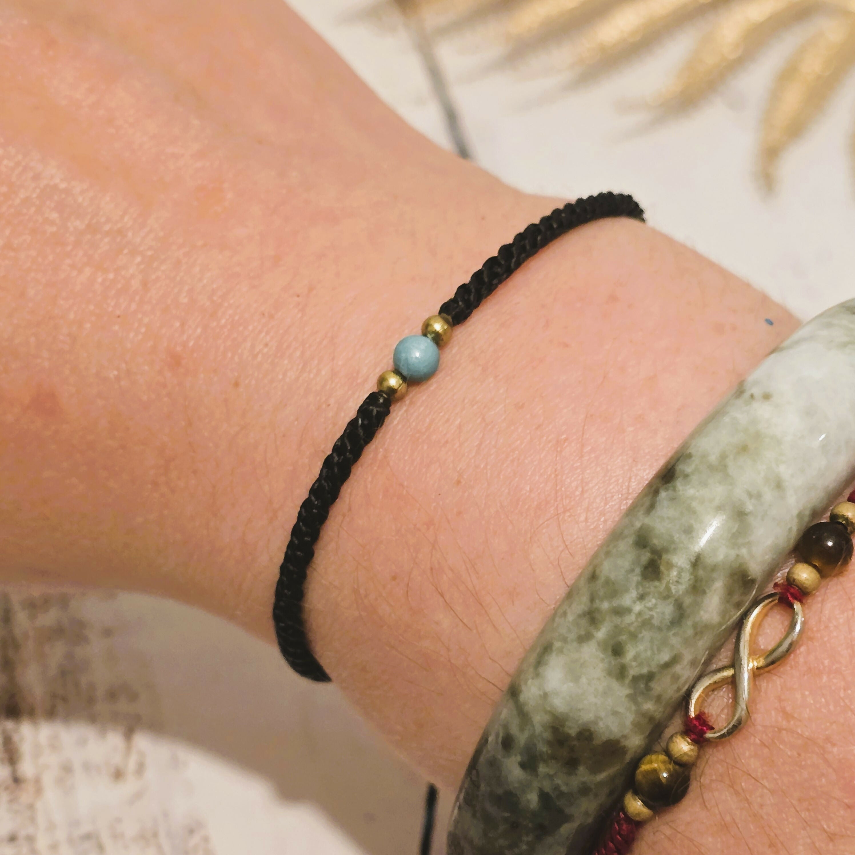 Turquoise Birthstone Bracelet; Single Crystal Macrame Adjustible December Gift Bracelet