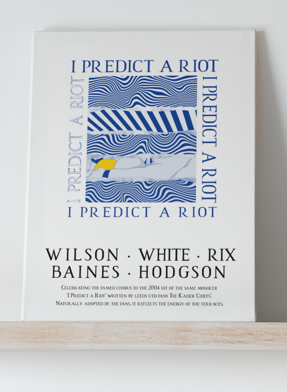 Leeds Utd Art Print LYRICS Design in White