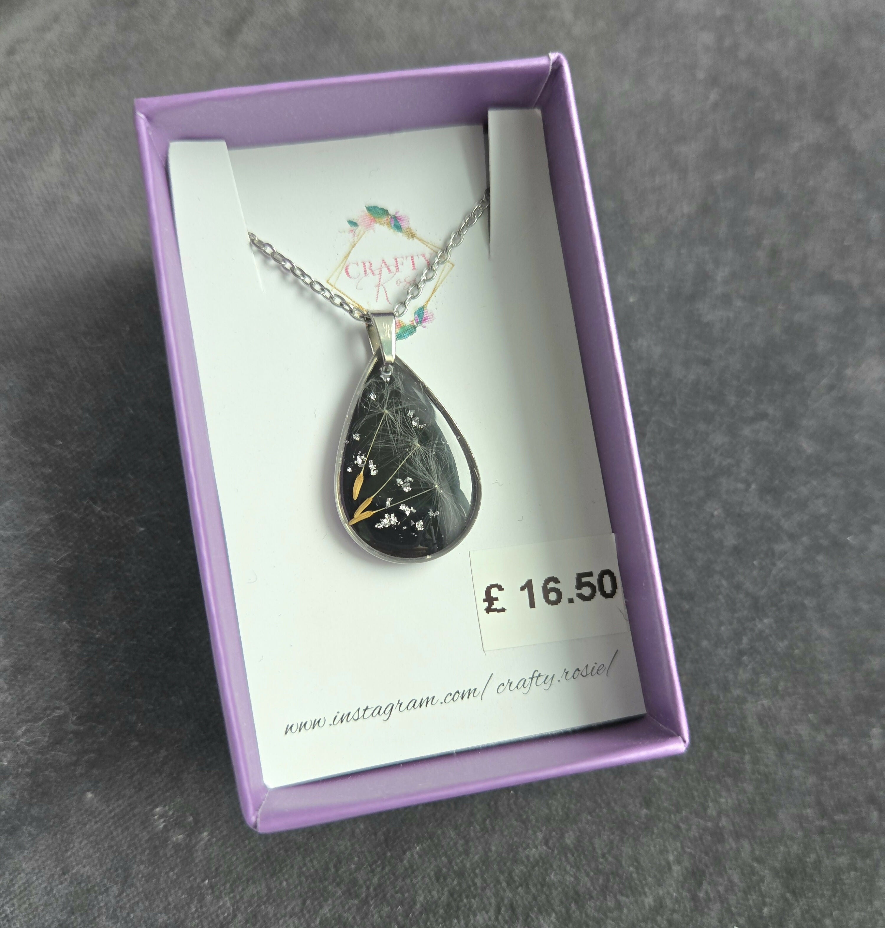 Stainless Steel Real Dandelion Necklace